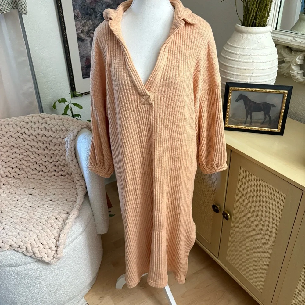 Free People Peach Maxi Shirt Dress